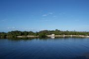 Photo: 001, View from cabin deck, overlooking boating basin and small campground.