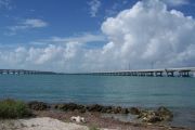 Photo: Buttonwood: Gravel, rip rap, water and new Bahia Honda Bridge in the background.
