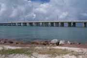 Photo: Buttonwood: Gravel, rip rap, water and new Bahia Honda Bridge in the background.