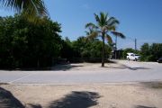 Photo: Buttonwood: Paved road with a campsite on the other side, bushes and fences border site, palm tree.