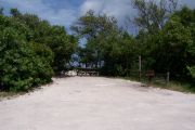 Photo: 079, BAYSIDE: Small gravel campsite with picnic table and grill, surrounded by trees.