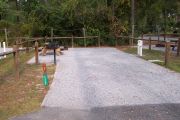 A view of the campsite with electric and water.