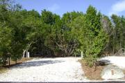 Photo: 008, JOHN PENNEKAMP CORAL REEF SP. Rock with campsite number, relatively no shade gravel campsite with picnic table, grill, concrete sewer hookup basin, electric post, and paved road in foreground.