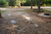 Campsite with picnic table and ground grill.