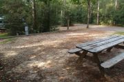 Campsite with picnic table.