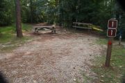 Campsite with picnic table.