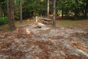 Campsite with water, electric, picnic table and ground grill.