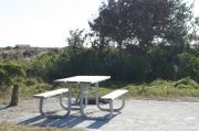 Picture of campsite amenities including campfire ring and picnic table