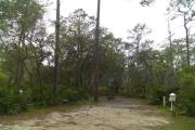 Although near the campground entrance, this campsite offers some privacy, and backs up to a pine flatwoods habitat.  Amenities include water/electric, picnic table, campfire ring and clothes line.