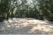 40 foot back in site surrounded by beautiful trees and split rail fencing.