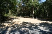 40 foot back in site surrounded by beautiful trees and split rail fencing.