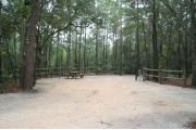 40 foot back in site surrounded by beautiful trees and split rail fencing.