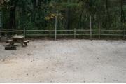 Picnic table in campsite.