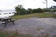 This site is lined on the right with a beautiful oak reaching over. In the background you will find a nice fire pit placed near the lagoon.