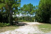 View from the left showing vegetation buffering the campsite.