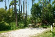 View from the right showing picnic table and ground grill.