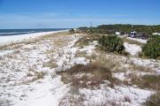 This is a panoramic view of the beach and its majestic dunes at St. Joseph Peninsula State Park.