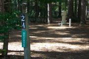This site includes water, septic, and electric.  Accommodates tents, pop ups and RV's without slide outs or awnings.