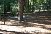 This site includes water, septic, and electric.  Accommodates tents, pop ups and RV's without slide outs or awnings.