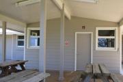 A view of the wood fishing pier located in the campground