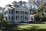 Front view of the Gregory plantation house, a civil war era plantation home overlooking the Apalachicola River.