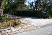 In LOOP 1 #22, a better view of the entrance to the site more palmetto and trees surround the site. Site Marker is on the right side of the main road