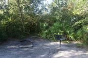 ADA accessible campsite #6 at Blue Spring State Park with fire ring and grill.