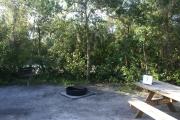 ADA accessible campsite #7 at Blue Spring State Park with accessible picnic table, grill and fire ring.