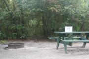 Campsite #10 at Blue Spring State Park showing picnic table and fire ring.