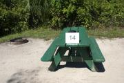 Campsite #14 at Blue Spring State Park showing picnic table and fire ring.