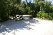 Campsite #15 at Blue Spring State Park showing picnic table and fire ring.