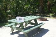 Campsite #16 at Blue Spring State Park showing picnic table and fire ring.