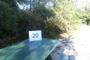 Campsite #20 at Blue Spring State Park showing site number on picnic table.