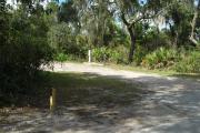 Looking at campsite marker #7; site mostly shaded in afternoon