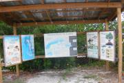 A view of the kiosk greets visitors as the get off the boat onto the island, a very popular place to meet with family and friends to plan the dayâs activities.