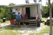 A view of 1 of 12 cabins found at the park. These are primitive cabins are outfitted with 3 bunk beds.  There is no water or electricity. Restrooms are nearby.
