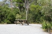Picnic table in campsite.