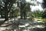 A large oak tree provides a bit of shade over the campsite.  The picnic table has partial shade.