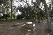 The trailing ends of modern-day Kilpatrick Hammock are seen beyond the picnic table.