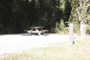 Photo: 006, SANTOS CAMPGROUND. View of campsite with water and electric hookups and picnic table with fire ring.